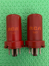 Load image into Gallery viewer, Matched Pair RCA 5693 6SJ7 Vacuum Tubes Industrial Grade Red Bottle NOS-Testing
