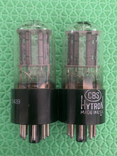 Load image into Gallery viewer, Matched Pair CBS Hytron 12SN7 12SN7GT Vacuum Tubes Black T Plates
