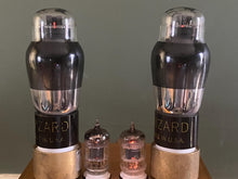 Load image into Gallery viewer, Matched Pair Tung-Sol Wizard Ken-Rad 6K6 6K6G Vacuum Tubes Black And Silver Bottles ST Shoulder Style NOS-Testing

