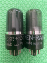 Load image into Gallery viewer, Matched Pair Ken-Rad 6K6 6K6GT Vacuum Tubes Black Glass
