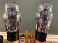 Load image into Gallery viewer, Matched Pair Sylvania 6F6 6F6G Vacuum Tubes Black Plates Clear Shoulder / ST Bottles
