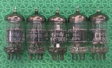 Load image into Gallery viewer, 5 General Electric GE 6JW8 / 6LX8 / ECF802 Vacuum Tubes NOS NIB Lot Of Five
