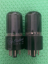 Load image into Gallery viewer, Matched Pair General Electric GE 6K6 6K6GT Vacuum Tubes Black Glass
