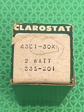 Load image into Gallery viewer, Clarostat 43C1-30K 30K Ohm 2 Watt Standard Taper Potentiometer NOS NIB
