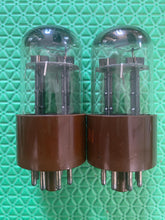 Load image into Gallery viewer, Matched Pair Raytheon 6SN7 6SN7WGT Vacuum Tubes Black Plate Milspec Micanol Bases NOS-Testing

