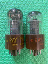 Load image into Gallery viewer, Matched Pair Raytheon 6SN7 6SN7WGT Vacuum Tubes Black Plate Milspec Micanol Bases
