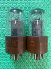 Load image into Gallery viewer, Matched Pair Raytheon 6SN7 6SN7WGT Vacuum Tubes Black Plate Milspec Micanol Bases
