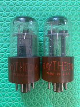 Load image into Gallery viewer, Matched Pair Raytheon 6SN7 6SN7WGT Vacuum Tubes Black Plate Milspec Micanol Bases
