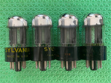 Load image into Gallery viewer, Matched Quad Sylvania 6SN7 6SN7GTB Vacuum Tubes Black Wing Plate Silver Top Chrome Dome NOS-Testing
