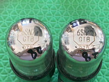Load image into Gallery viewer, Matched Pair Sylvania 6SN7 6SN7GTB Vacuum Tubes Phono Preamp Grade Black Wing Plate Silver Top NOS-Testing
