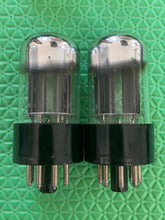 Load image into Gallery viewer, Matched Pair Sylvania 6SN7 6SN7GTB Vacuum Tubes Phono Preamp Grade Black Wing Plate Silver Top NOS-Testing
